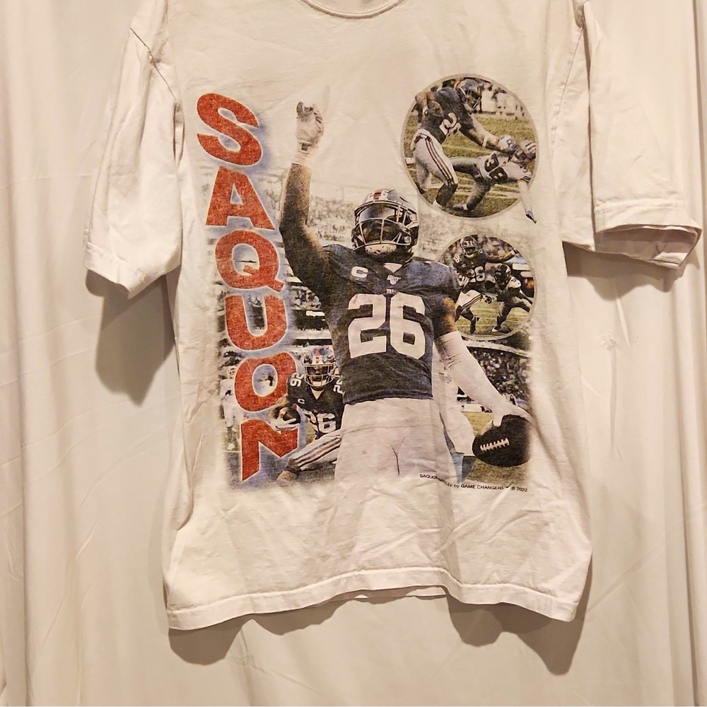 GAME CHANGER Saquon Barkley NFL Graphic Tee Crew Neck Short Sleeve White L
